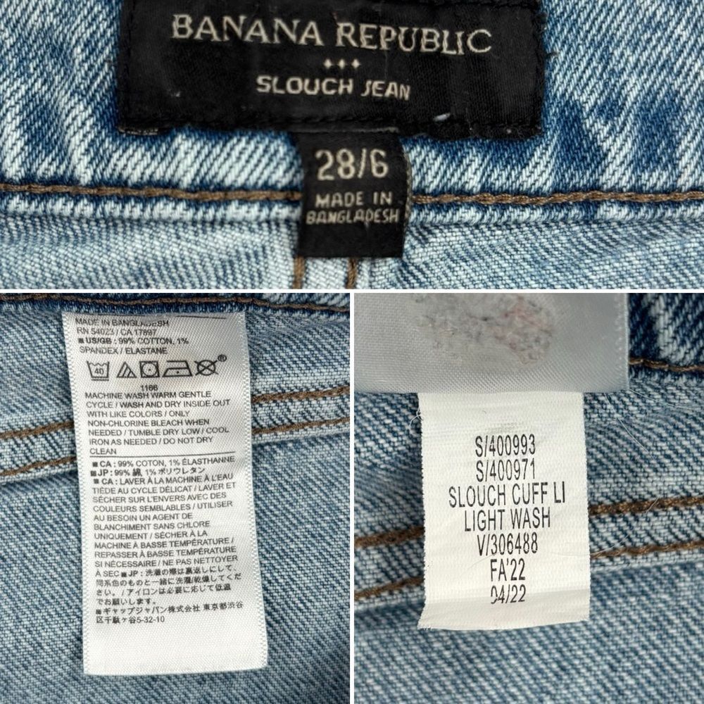 Banana Republic Slouch Cuffed Jean Cuffed Light Stone Cropped Sz. 28/6 - Picture 4 of 7